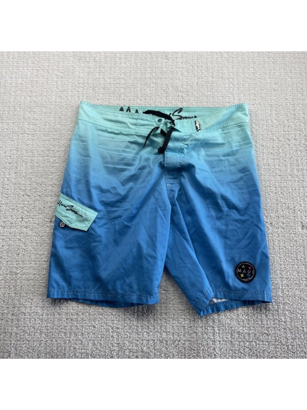 Maui and Sons Swim Trunks Mens M Surf Bathing Suit Pool Board Shorts Blue Shades